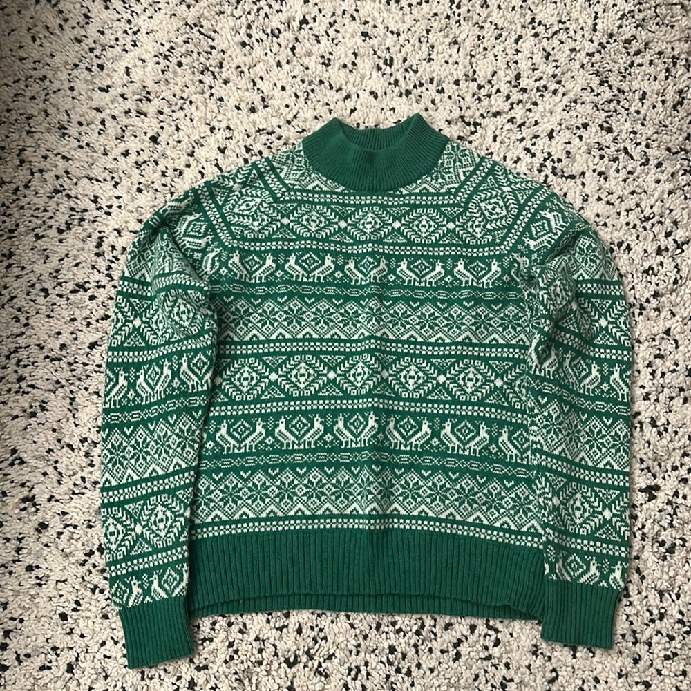 J.Crew Cheerful Fair Isle Mock Neck Sweater Sz M